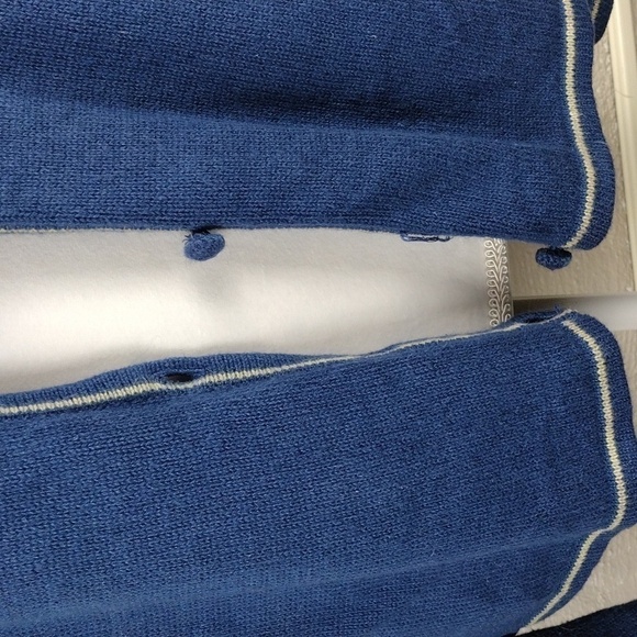 Christopher & Banks Hand Embroidered Poinsettia Blue Button Up Cardigan Sweater - Picture 12 of 13